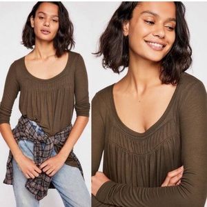 FREE PEOPLE•Love Valley Long Sleeve High/Low Top S